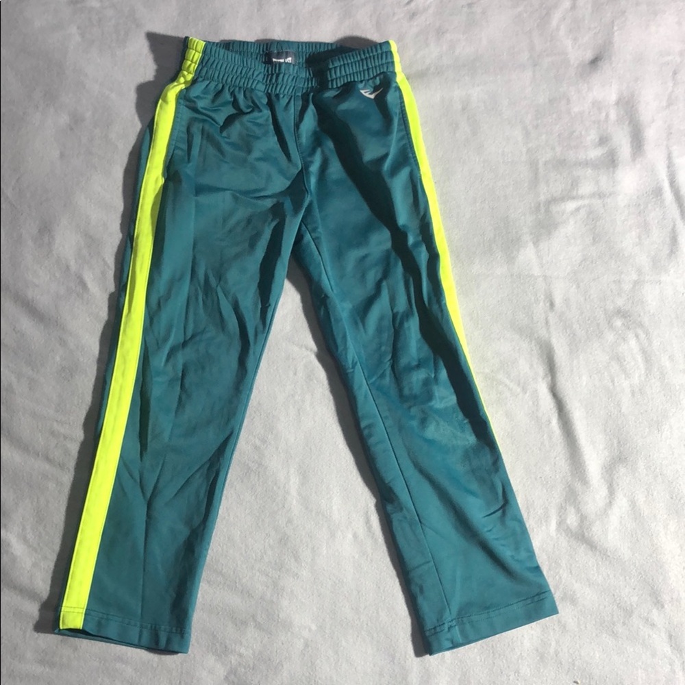 Teal and Neon Yellow Track Pants